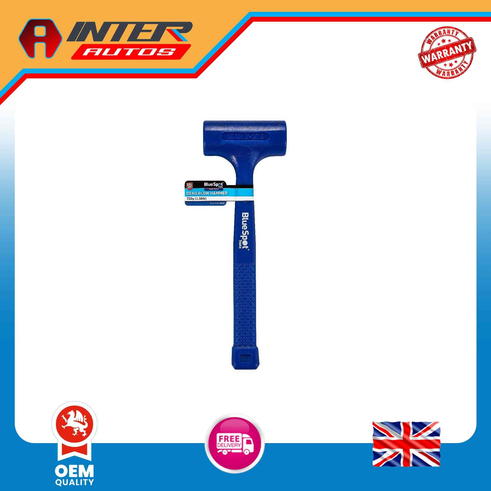 Blue Spot Tools 720g (1.58lb) Dead Blow Hammer