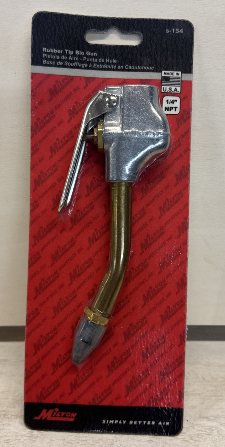 Milton S154 Lever Rubber Tip Blow Gun with Bent Tip 1/4″ NPT NEW SEALED USA MADE