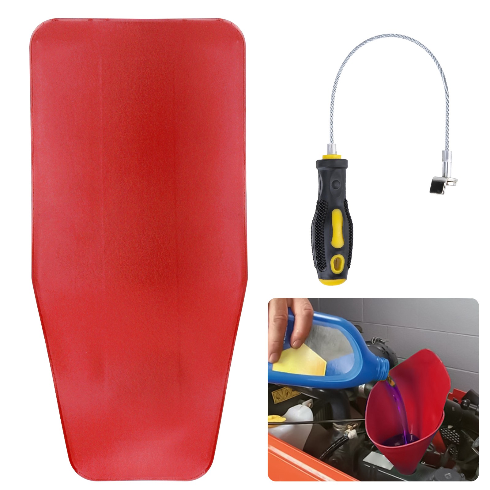 Universal Oil Drain Funnel Reusable Fluid Change Tool with Magnetic Plug Remover