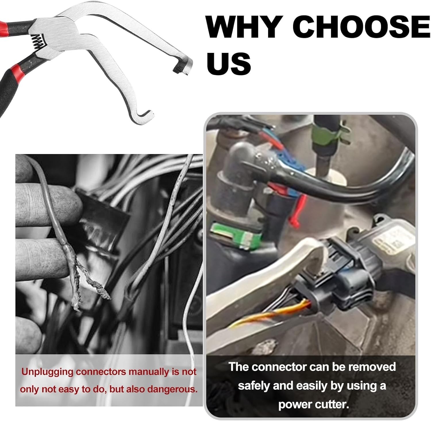 8in Automotive Electrical Connector Pliers Set – Dual-Headed with Grip Design