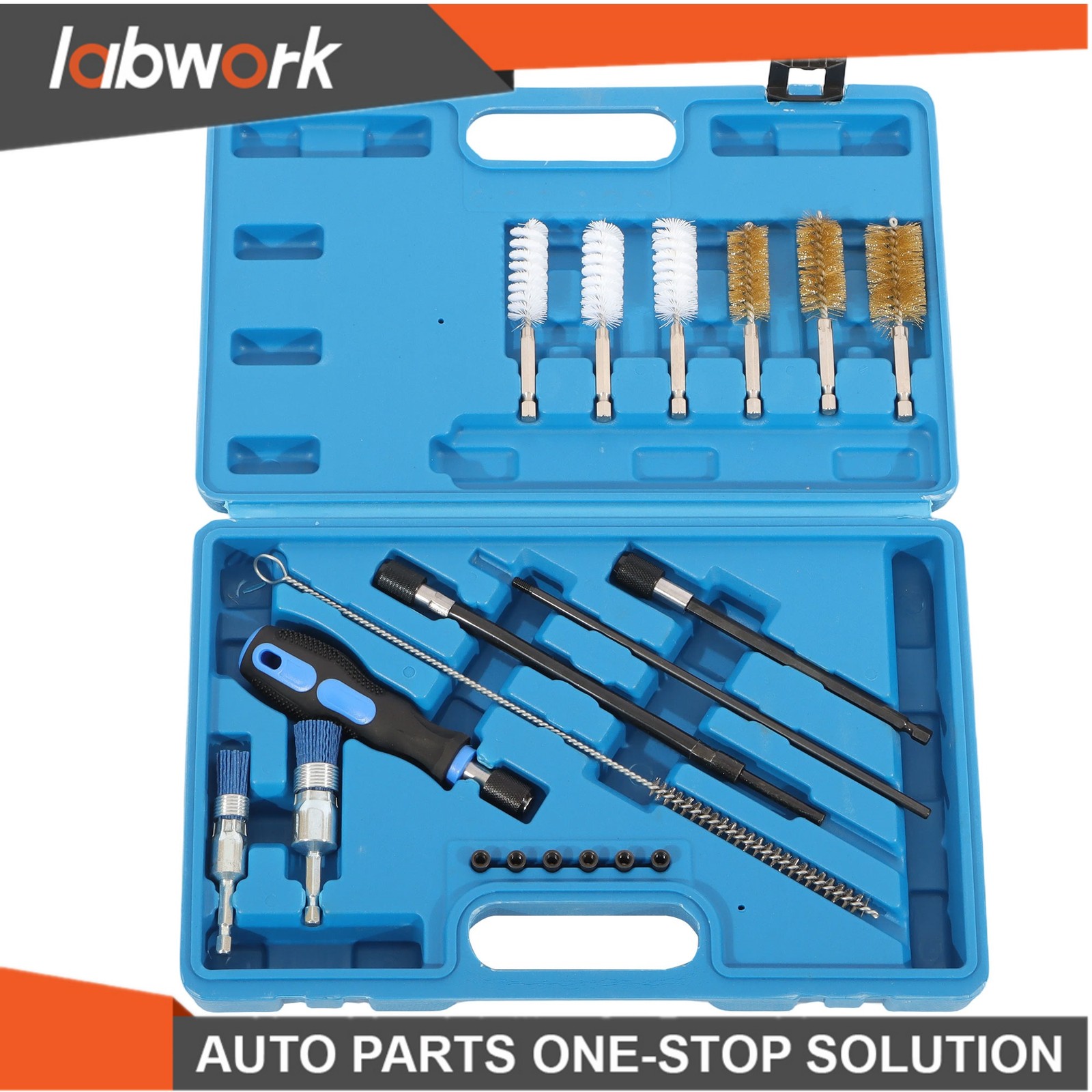 Labwork 19Pcs Diesel Injector Seat Cleaning Brush Tool Kit Engine Injectors