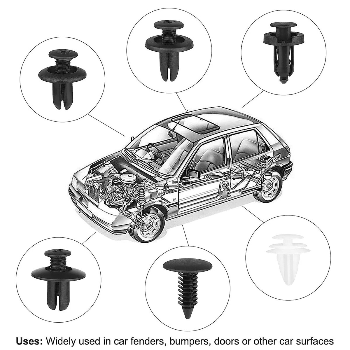 100pcs Plastic Trim Removal Pry Tool Set for Car Radio Panel Door Dash Clip Kits
