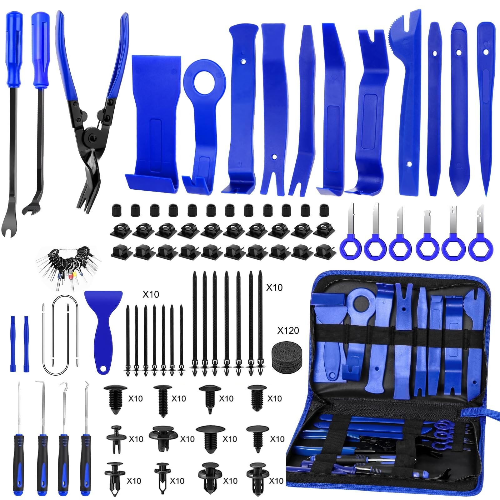 352pcs Trim Removal Tool Kit – Pry Tools, Door Panel & Clip Fasteners Set, Blue