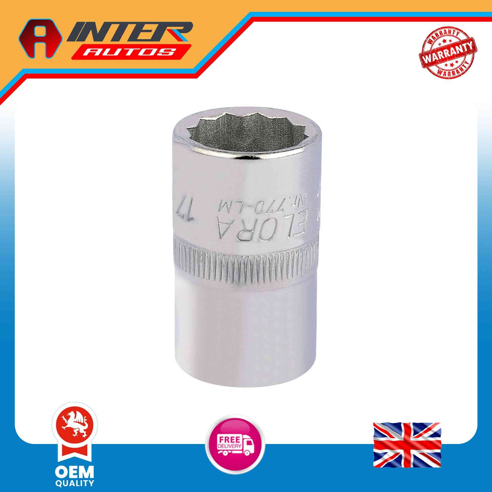 Draper Elora Bi-Hexagon Socket, 1-2″ Sq. Dr., 17mm 24624