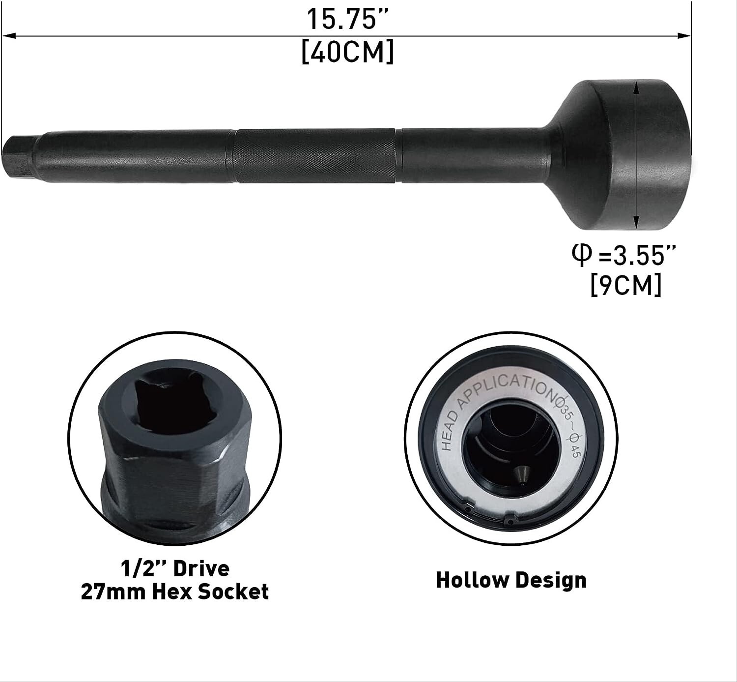 35mm-45mm Universal Tie Rod Removal Tool, 1/2″ Dr Tube Tie Rods Tool, CZTBPT