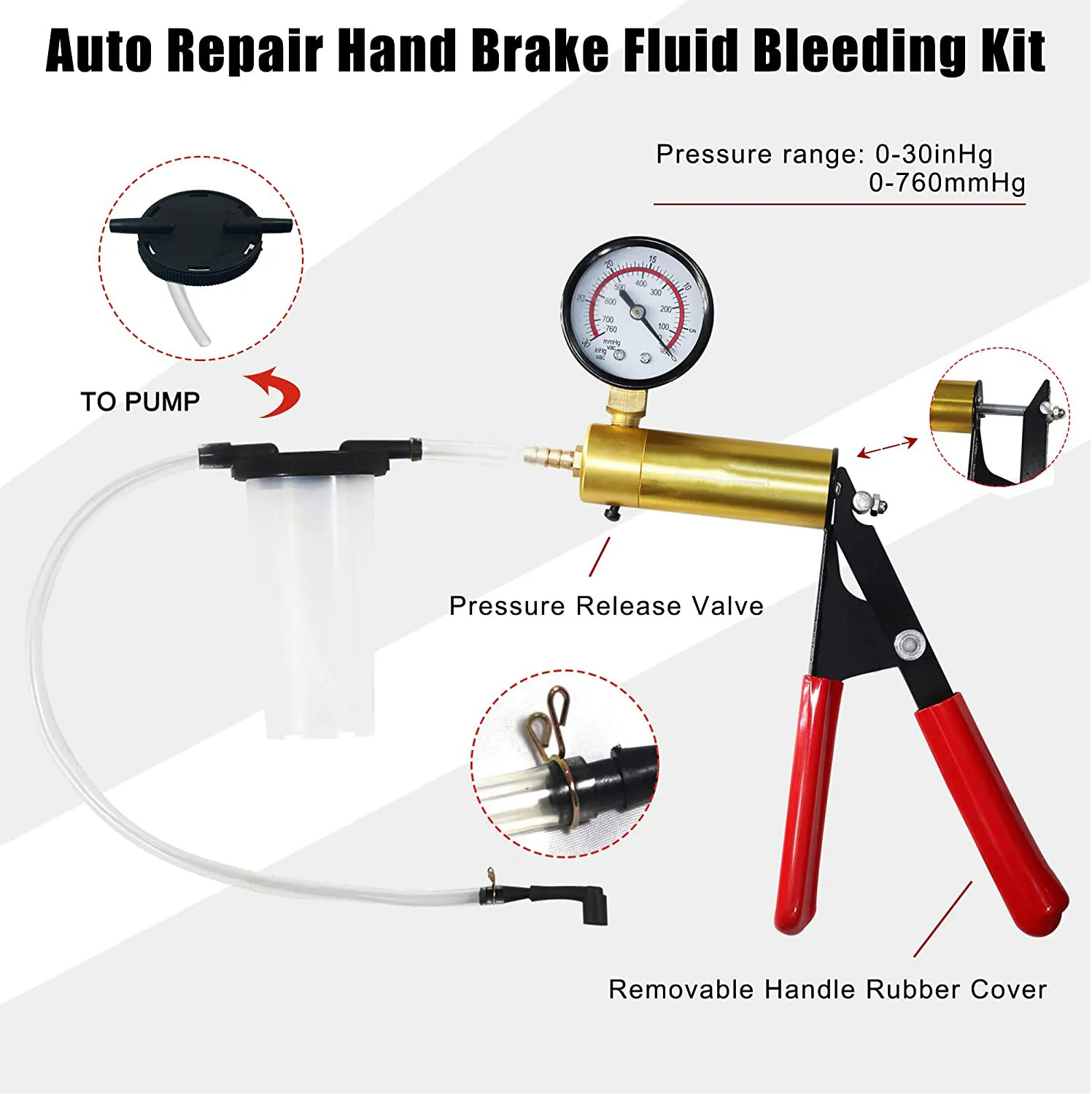 Winholder Hand Vacuum Pressure Pump Tester Set Brake Fluid Bleeder Bleeding Kit