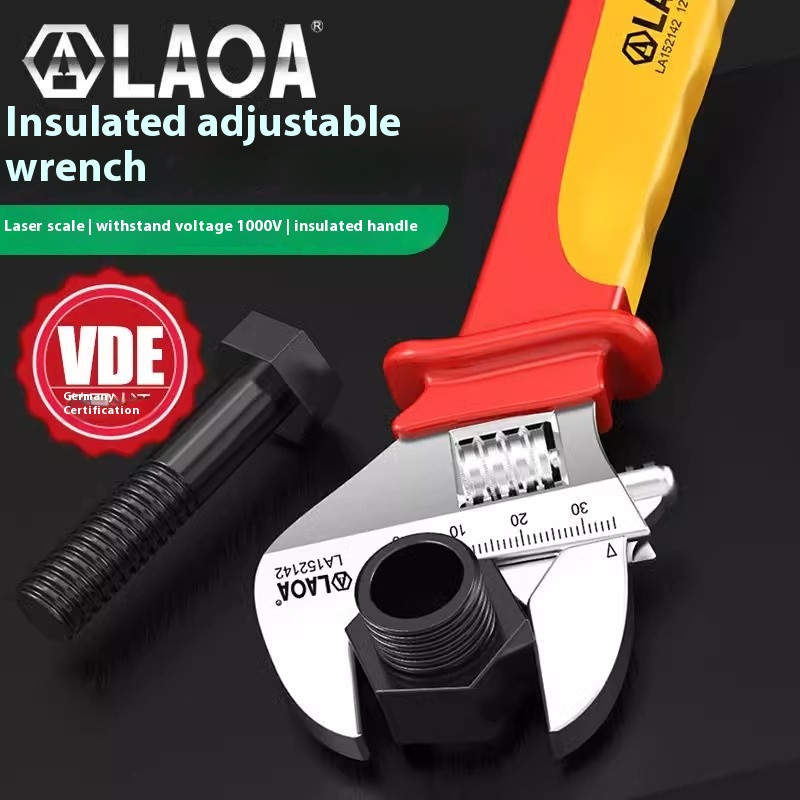 Insulated Movable Wrench Movable Plate Electric Shock Prevention Repair Tools