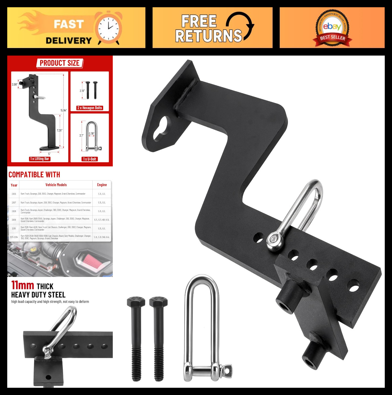 Universal Engine Lifting Bar & Support Fixture for 3rd Gen HEMI 5.7L/6.1L/6.4L