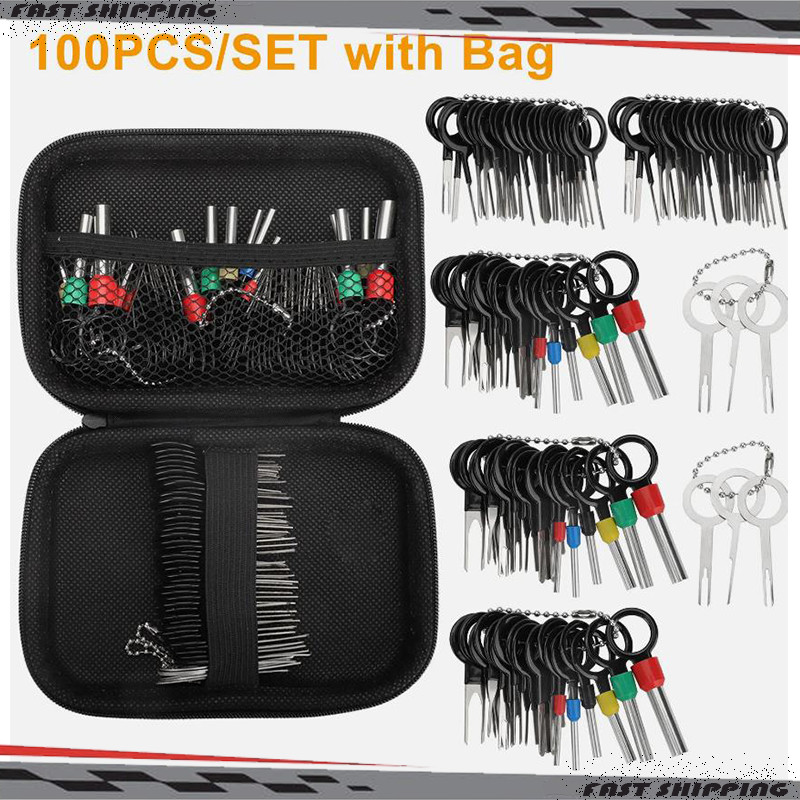 100pcs Pin Ejector Wire Kit Extractor Connector Terminal Removal Tool Fits Car