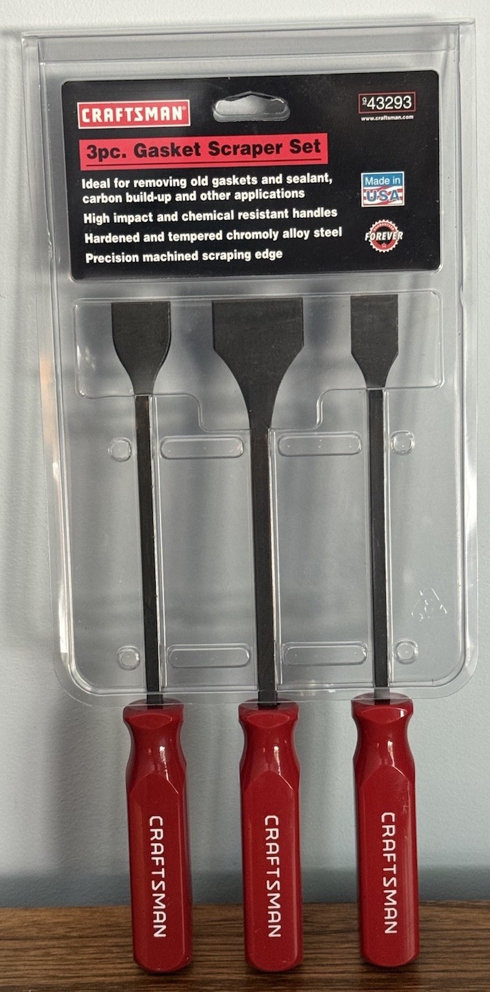 NOS Sears Craftsman Gasket Scraper 3pc Set Red Handle 43293 USA