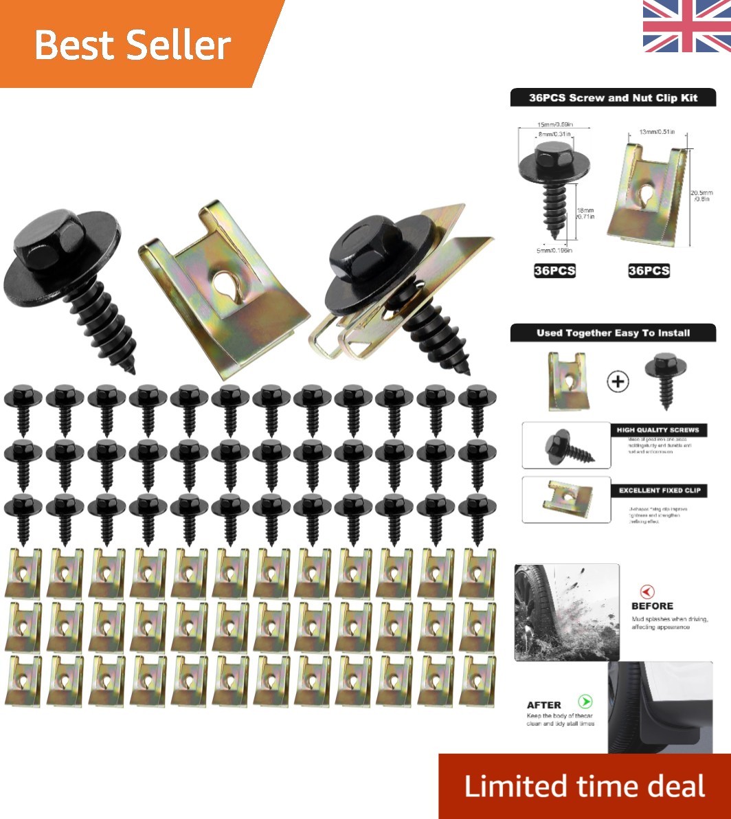Galvanized 72 PCS Car Fastening Kit with U-Shaped Clips for Safe Installations