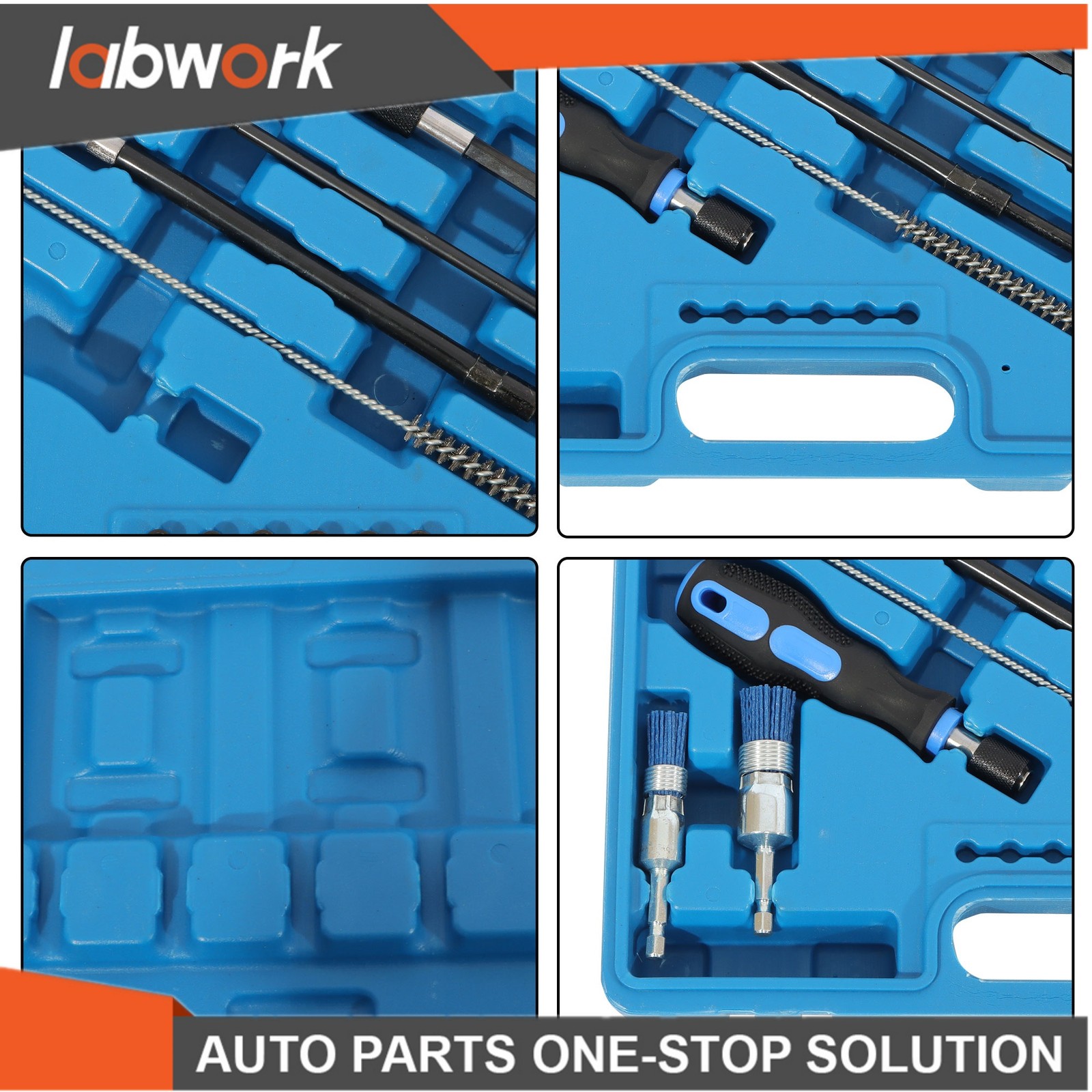 Labwork 19Pcs Diesel Injector Seat Cleaning Brush Tool Kit Engine Injectors