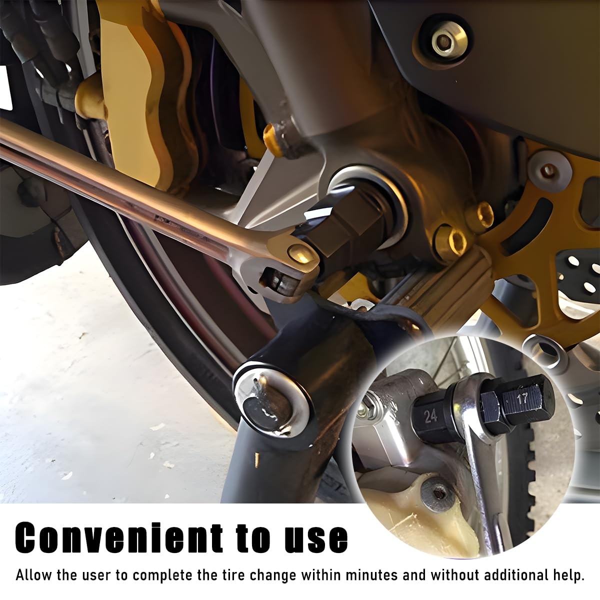 Hex Axle Tool for Motorcycle, 17 19 22 24mm Hex Axle Spindle for Motorcycle F…
