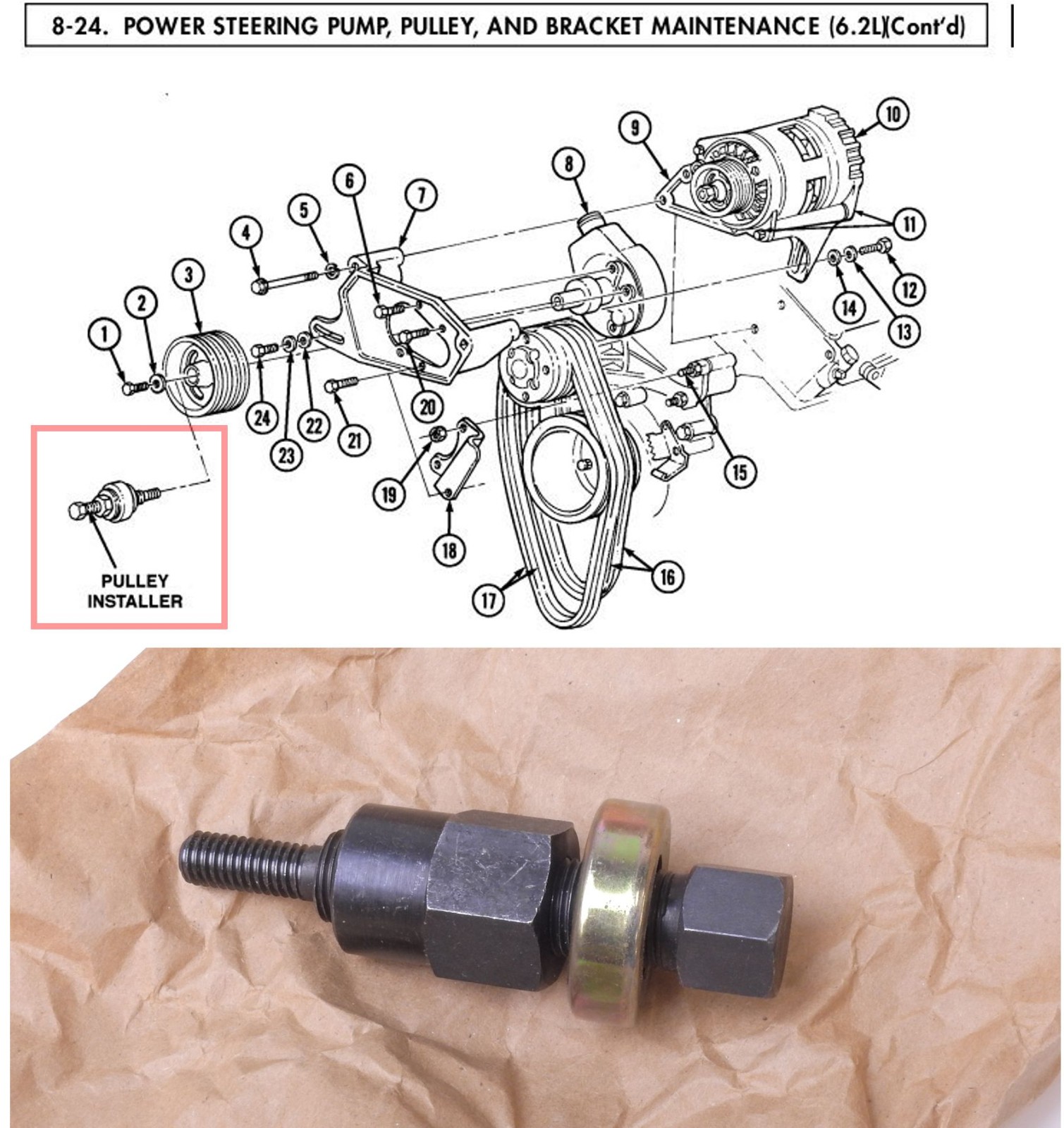 Kent-Moore J-25033-C Power Steering Pump Pulley Installer 3/8″ DRAF 553 OTC 7005