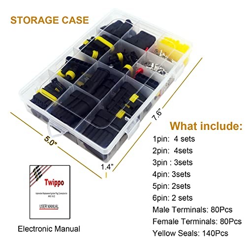 372Pcs Waterproof Automotive Electrical Connectors Quick Connect and…