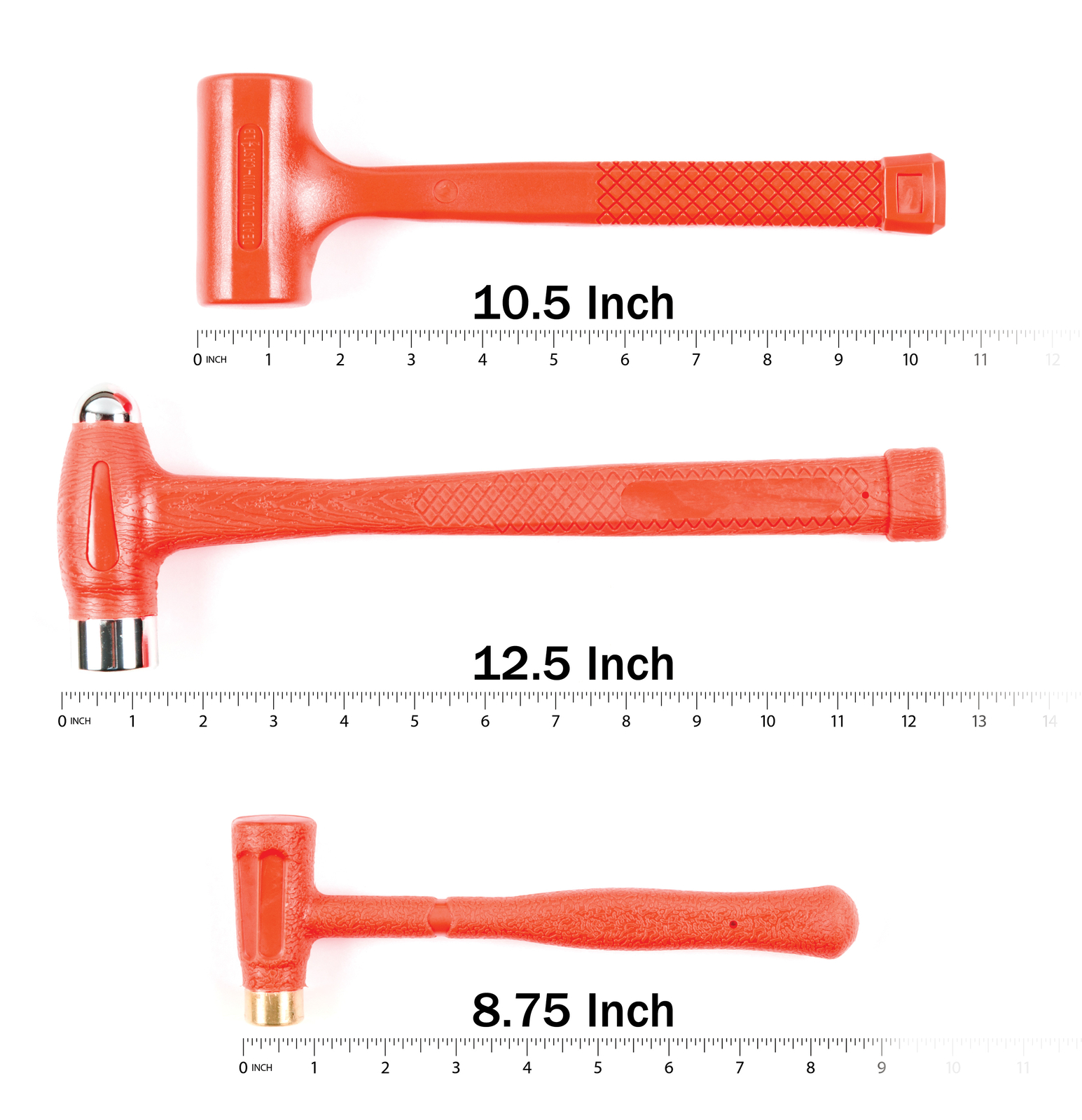3 PC Deadblow Hammer Set, Brass Cap,Ball Peen, Deadblow