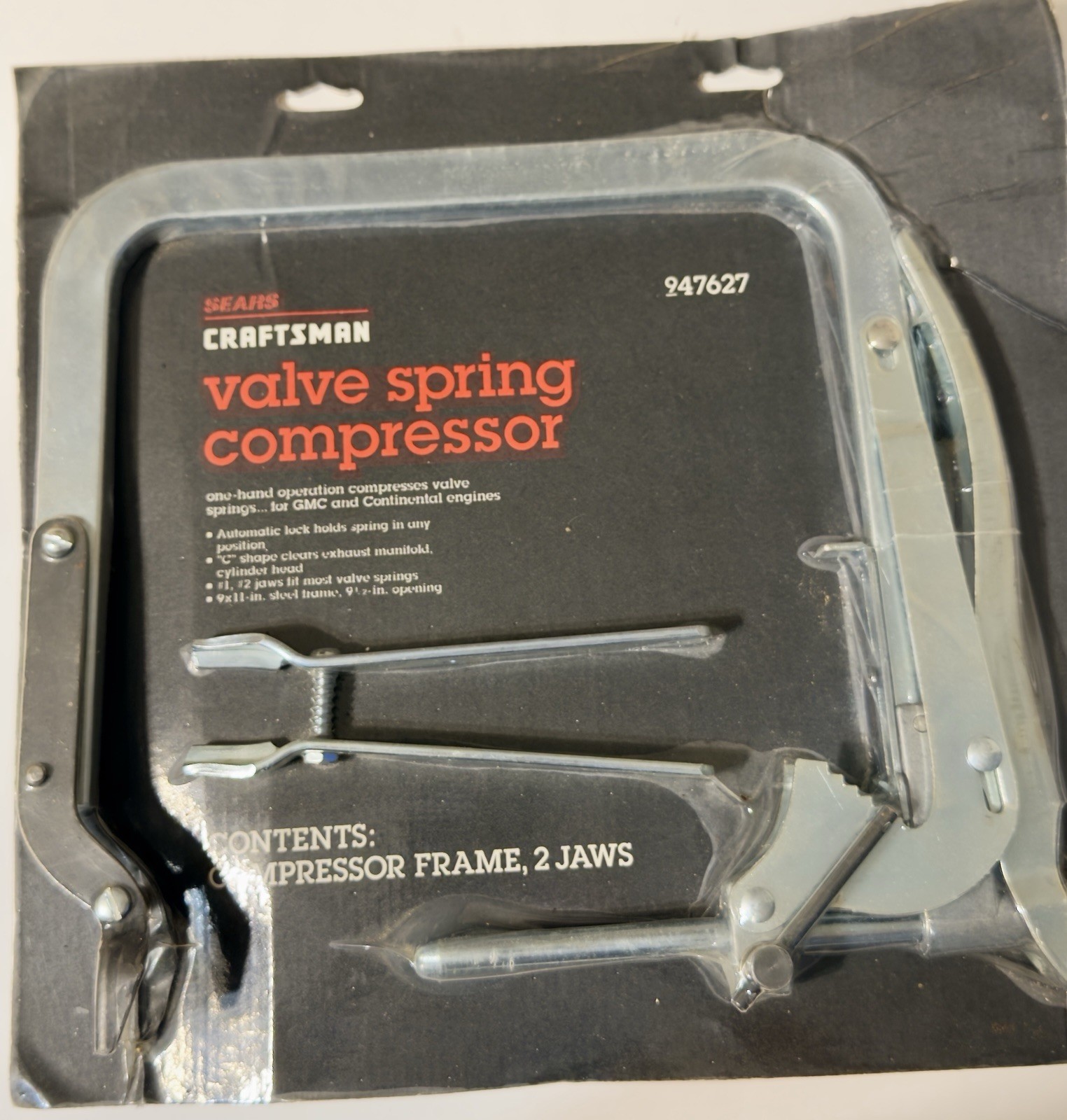Sears Craftsman USA NOS 47627 Valve Spring Compressor Tool Two Jaws & Frame Vtg