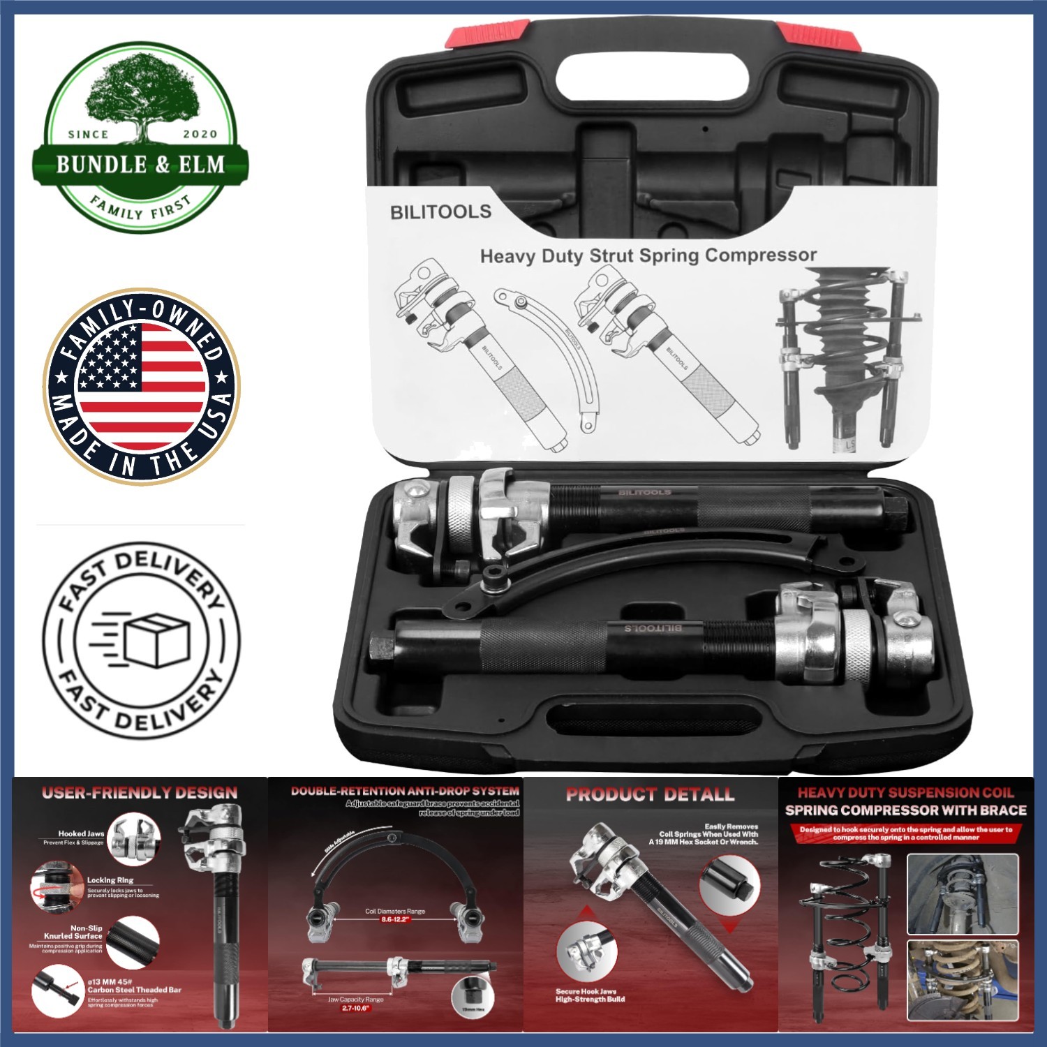 Professional Coil Spring Compressor with Wide Jaw Capacity 2.7-10.6 inches