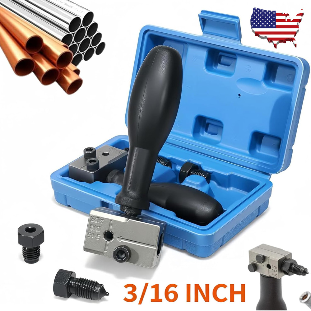 Universal Handheld Car Brake Line Flaring Tool Kit 3/16” Double Flare + Storage