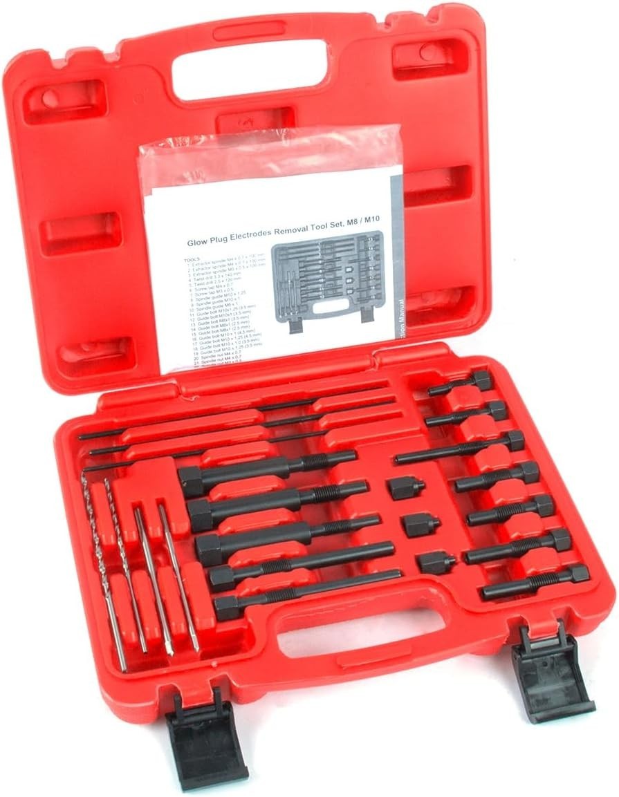 Professional Glow Plug Removal Tools – 22 Piece Kit with Heavy-Duty Toolbox