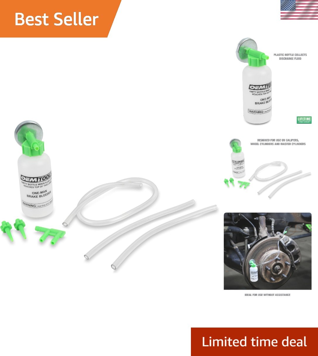 Bleed-O-Matic Reliable One-Man Brake Bleeder Kit Multi-color