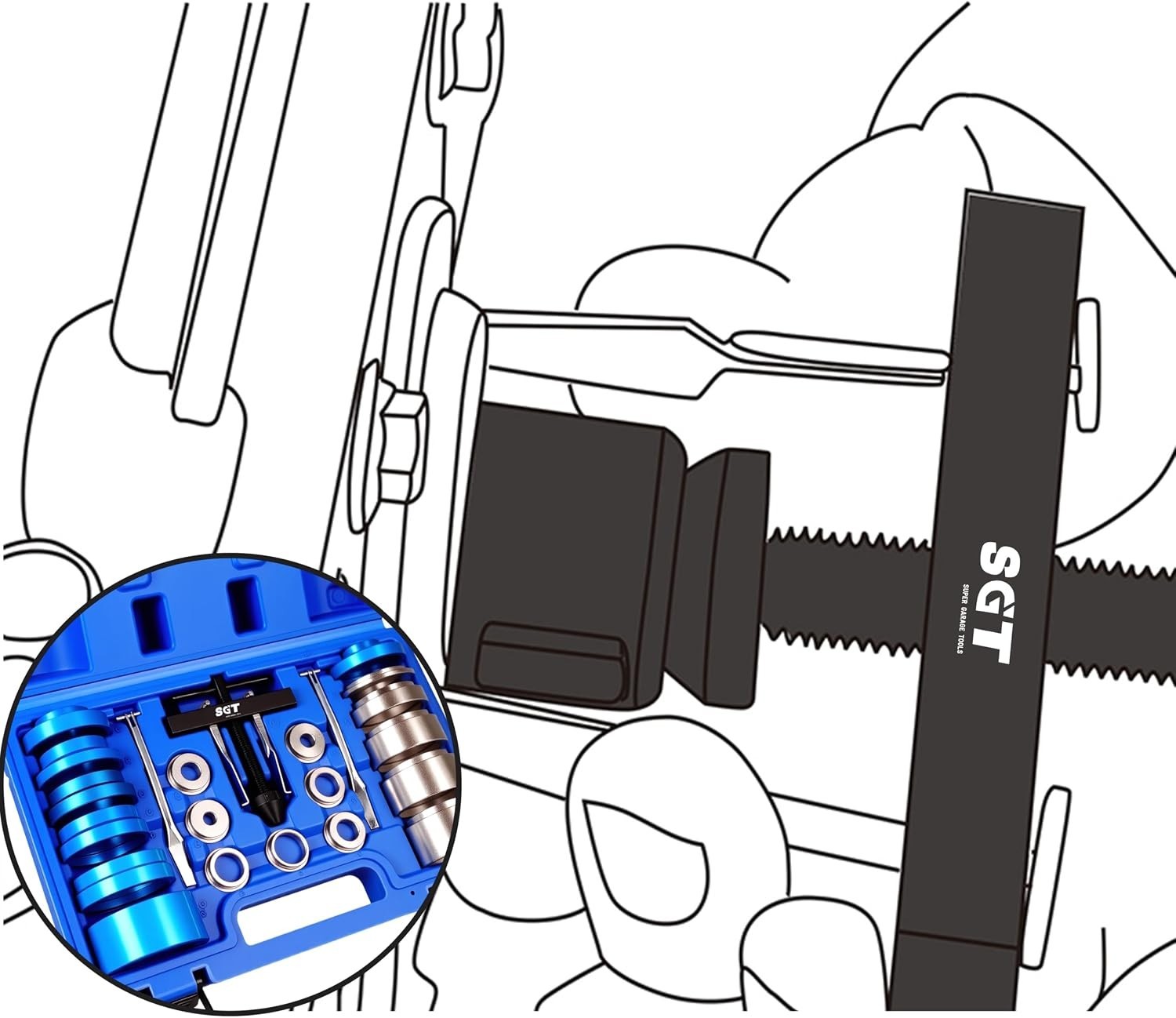 Camshaft Seal Puller with Interchangeable Mandrels