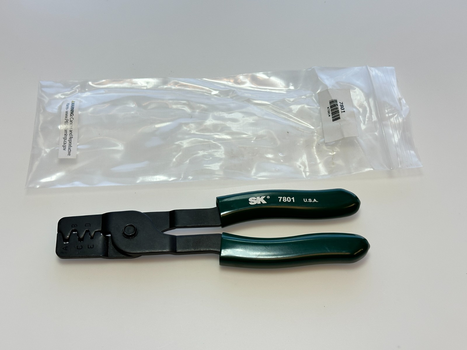 NEW SK Tools USA 7801 Wire Crimper, Weatherpack Terminals, 8″ Cushion Green Grip