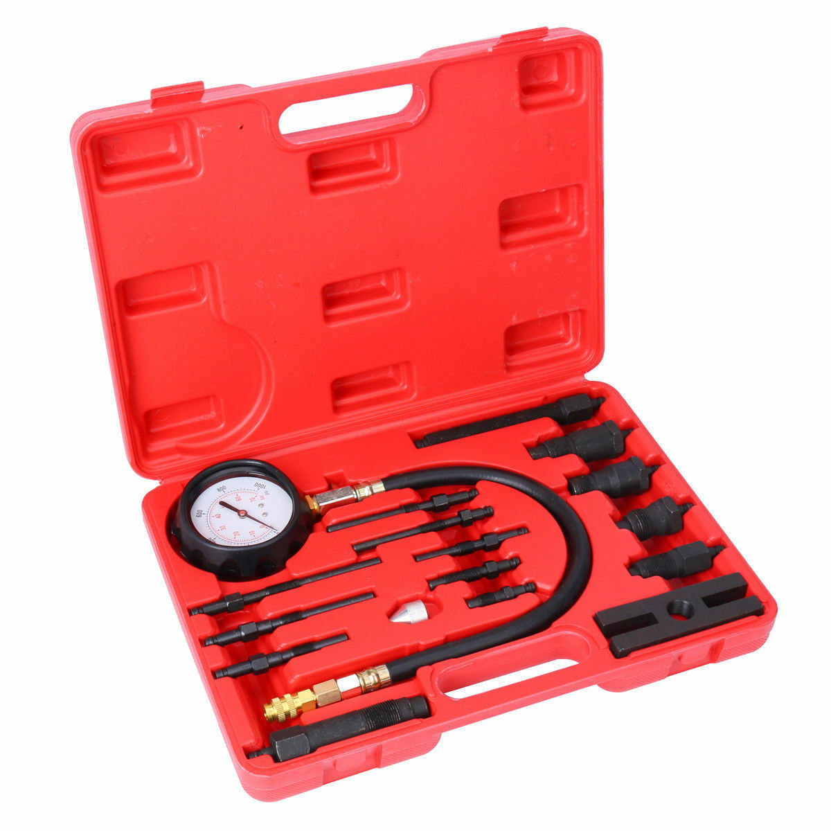 17pc Pro Diesel Engine Cylinder Compression Tester Tool Kit 1000 PSI / 0 -70 bar