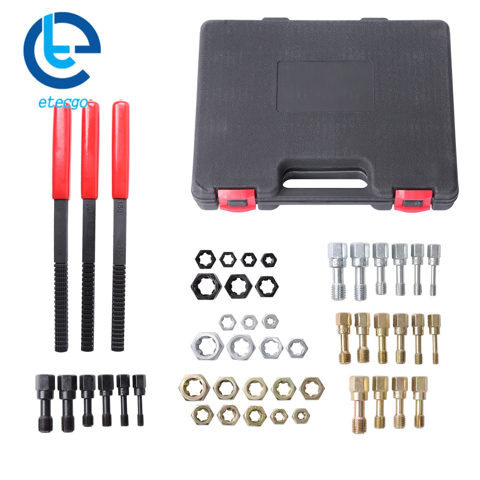 49-Piece Thread Chaser Set UNC UNF & Metric Thread Repair Kit with Taps & Dies