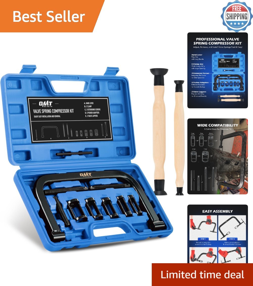 Automotive Valve Spring Tool Kit – 10 Pieces with Corrosion-Resistant C Clamp