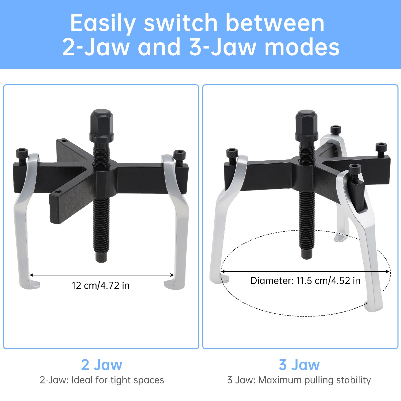 4″ 3-Jaw Gear Puller, Internal External for Removal Pulley Flywheel Bearing Gear