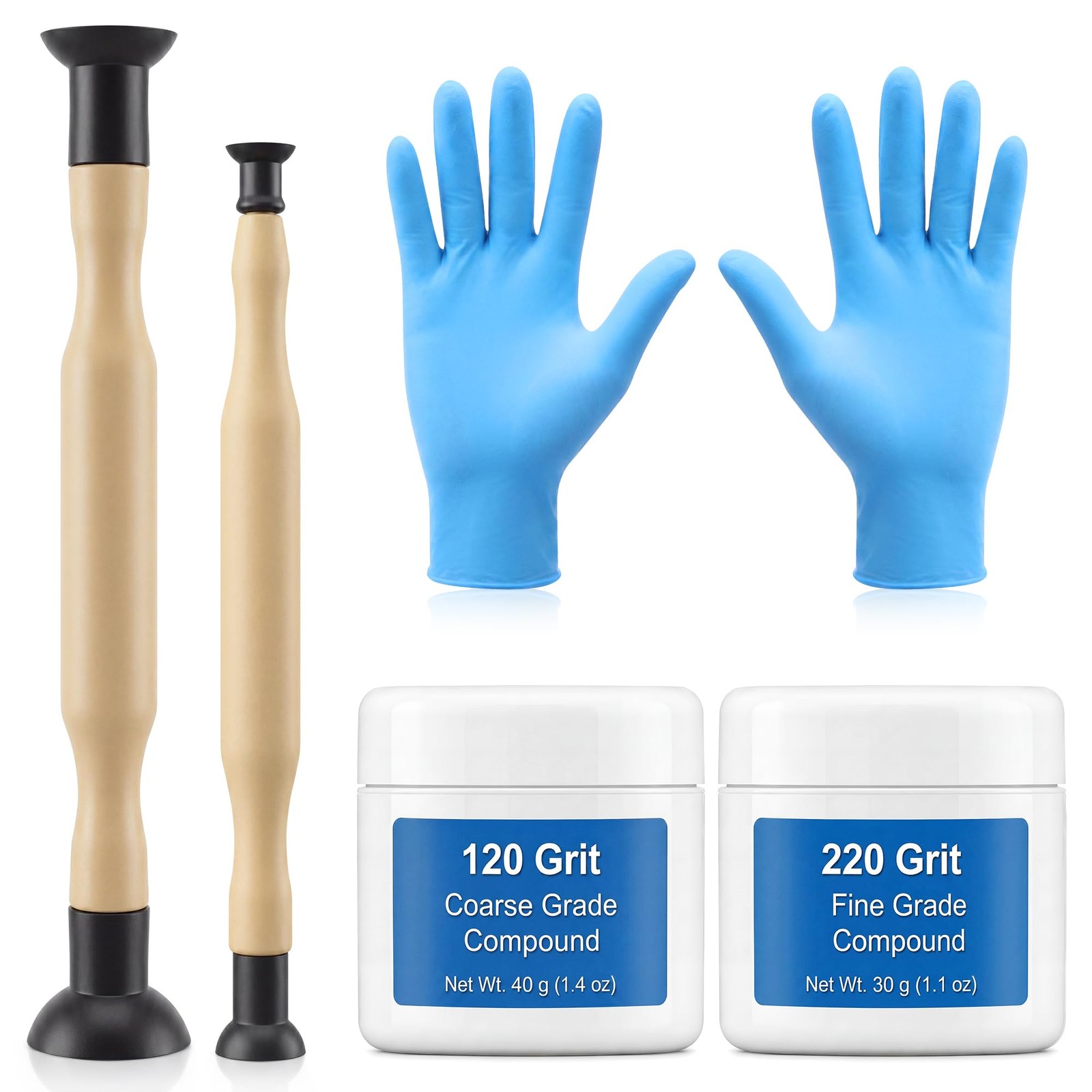 Complete Valve Grinding Kit, 2 Lapping Sticks, 120 & 220 Grit