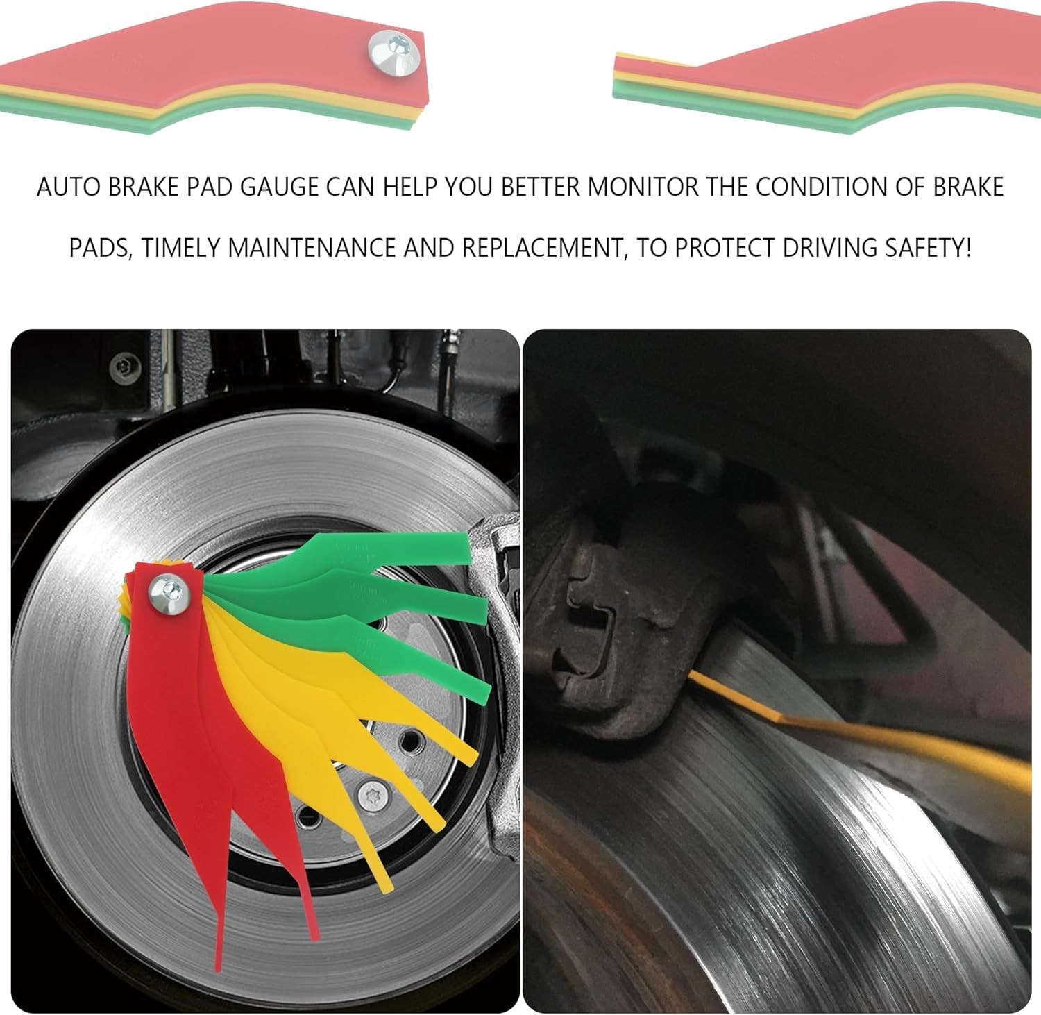 Lightweight Brake Pad Thickness Gauge – 8PCS Set with Metric & SAE Measurements
