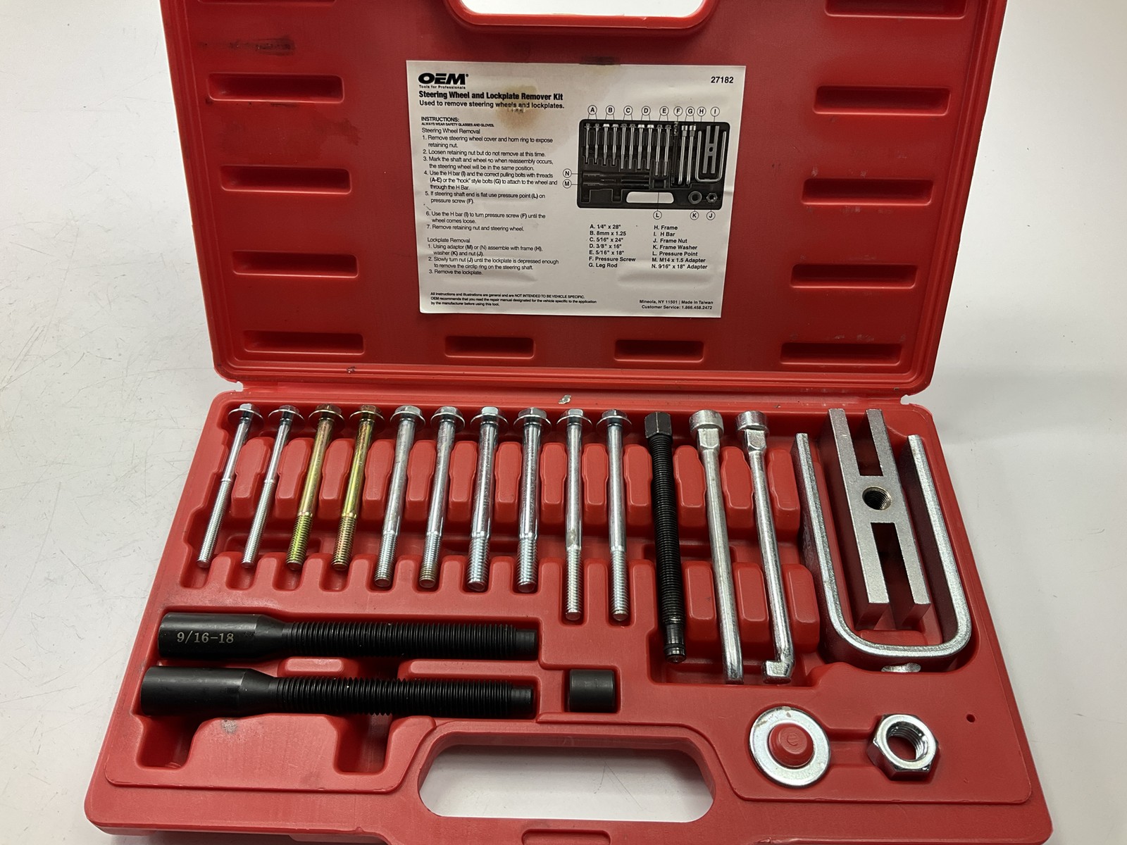 USED #28 – OEM TOOLS 27182 Steering Wheel Puller Set Removal Kit Lock Plate Tool