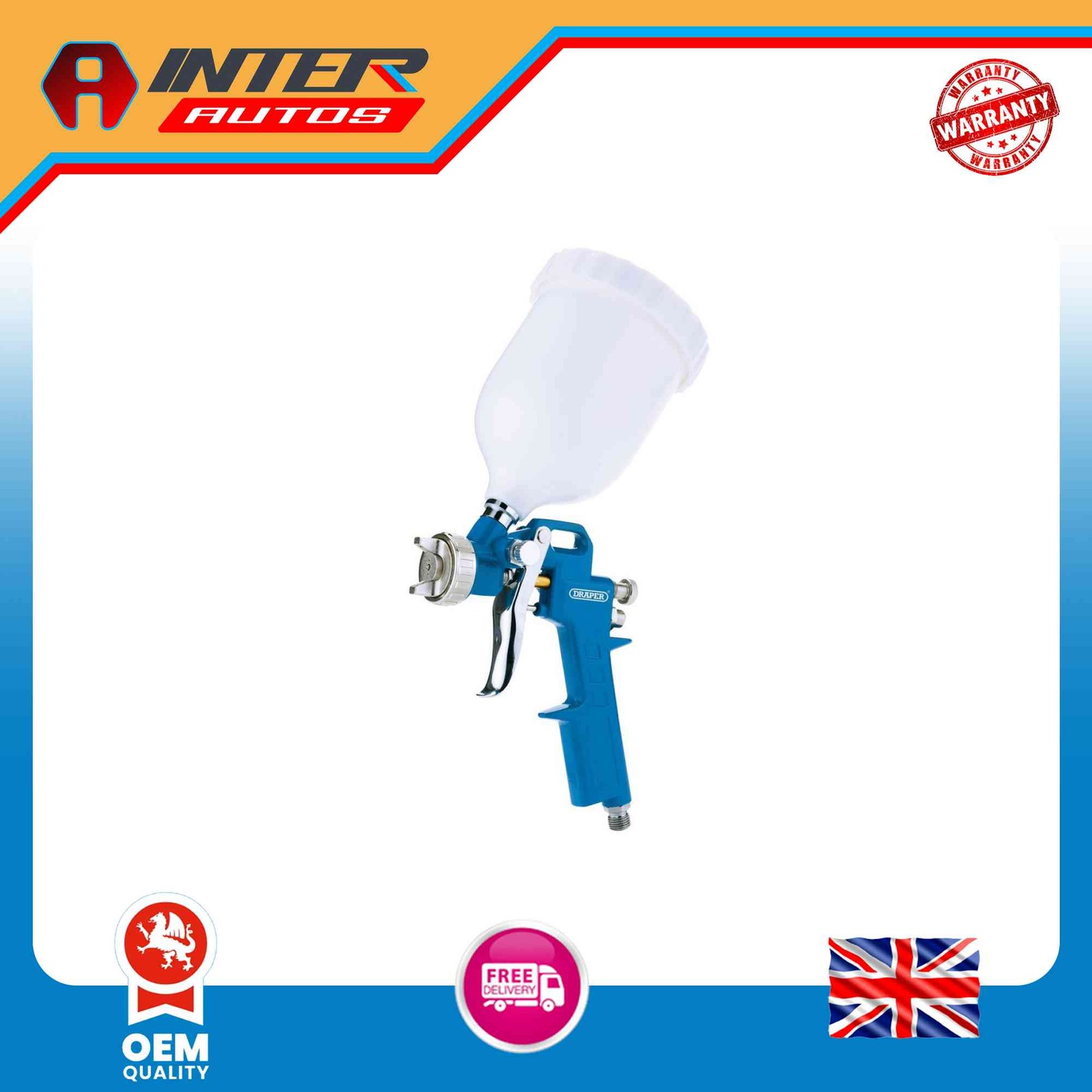 Draper Gravity Air Paint Spray Gun, 500ml, 1.5-2.2mm 28360