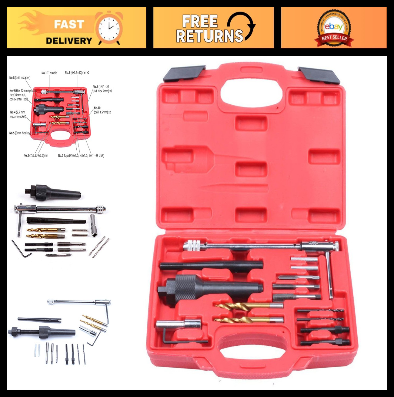 16pcs Glow Plug Removal Tool Kit – 8mm & 10mm Socket Set for Diesel Engines