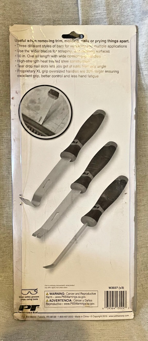 Performance Tool W2037 3 Piece Utility Pry Bar Set