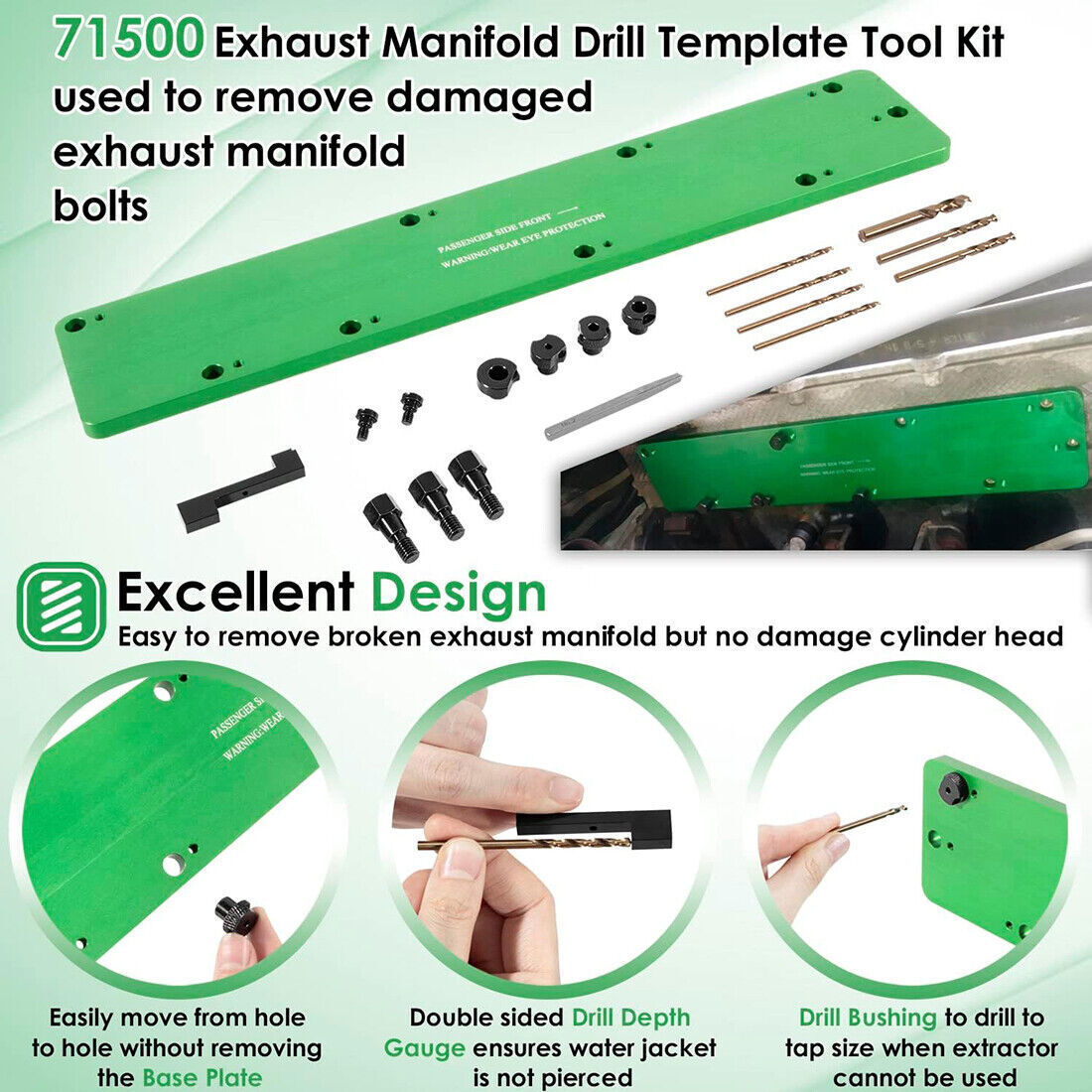 71500 Exhaust Manifold Bolt Stud Drill Template Removal Tool for Dodge 5.7L Hemi