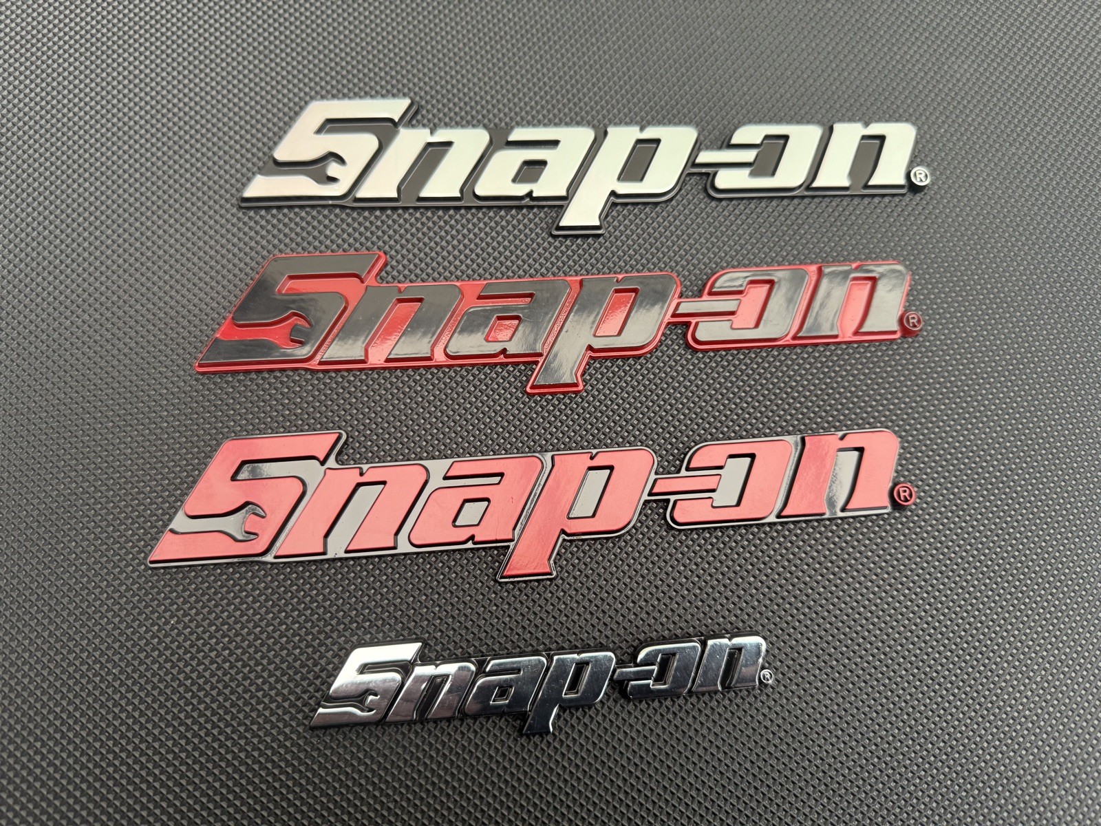 New Snap On LOGO 8” BLACK METAL Toolbox Roll Cab Badge Logo Emblem Sticker Decal