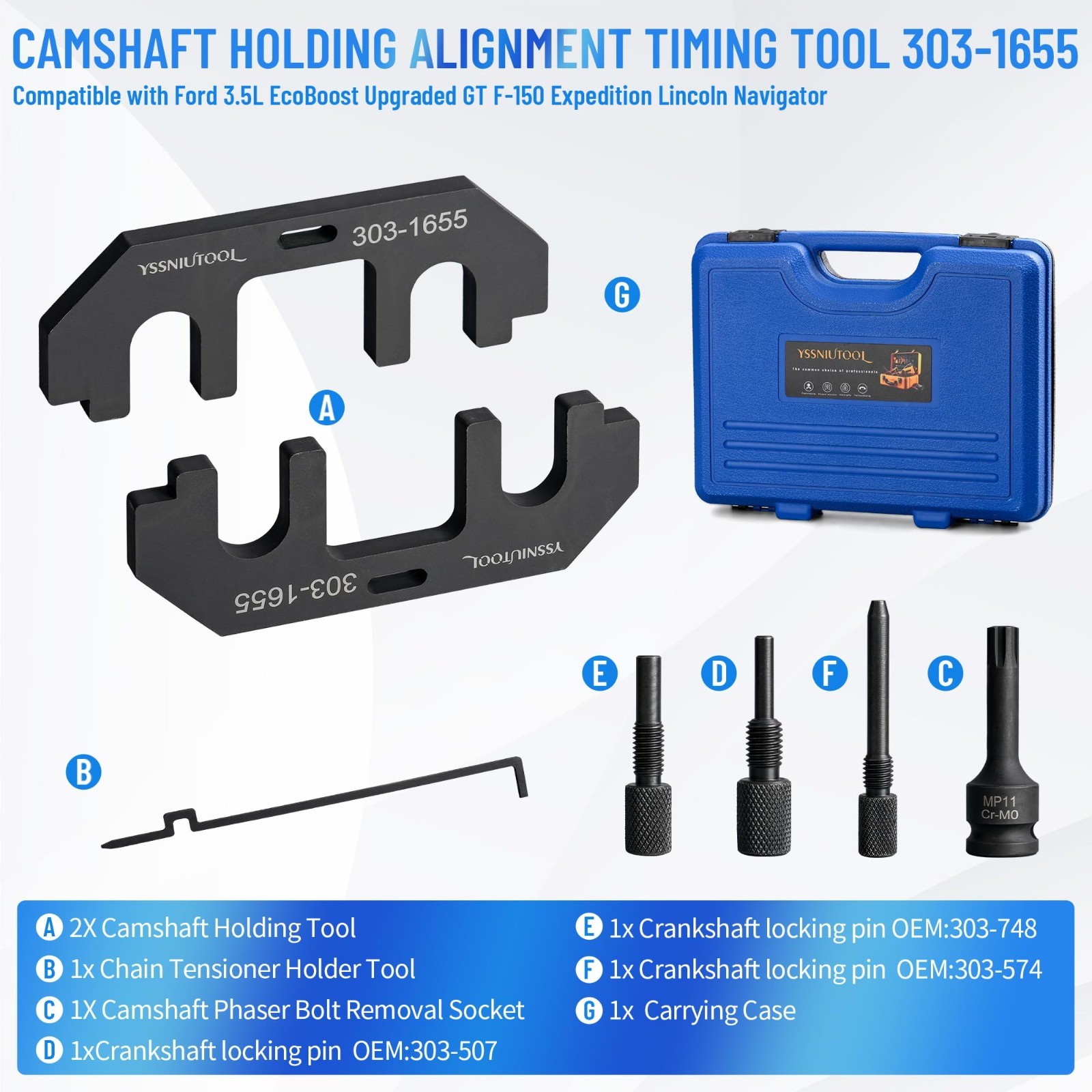 7-Piece Camshaft Alignment Timing Tool Set for Ford 3.5L EcoBoost, F-150, Expedi