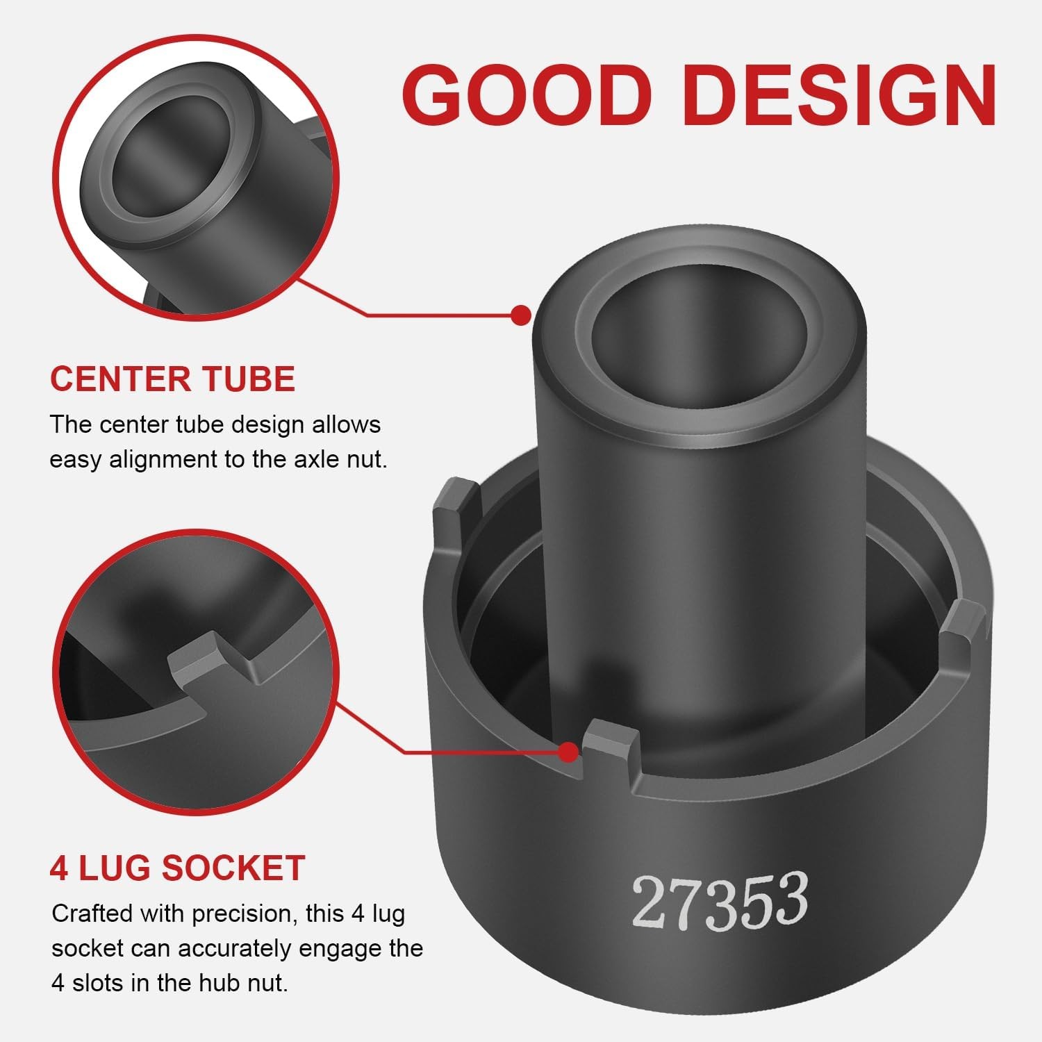 27353 Rear Axle 4 Lug Spindle Socket Nut Wrench For Ford F-250 F-350 F-450