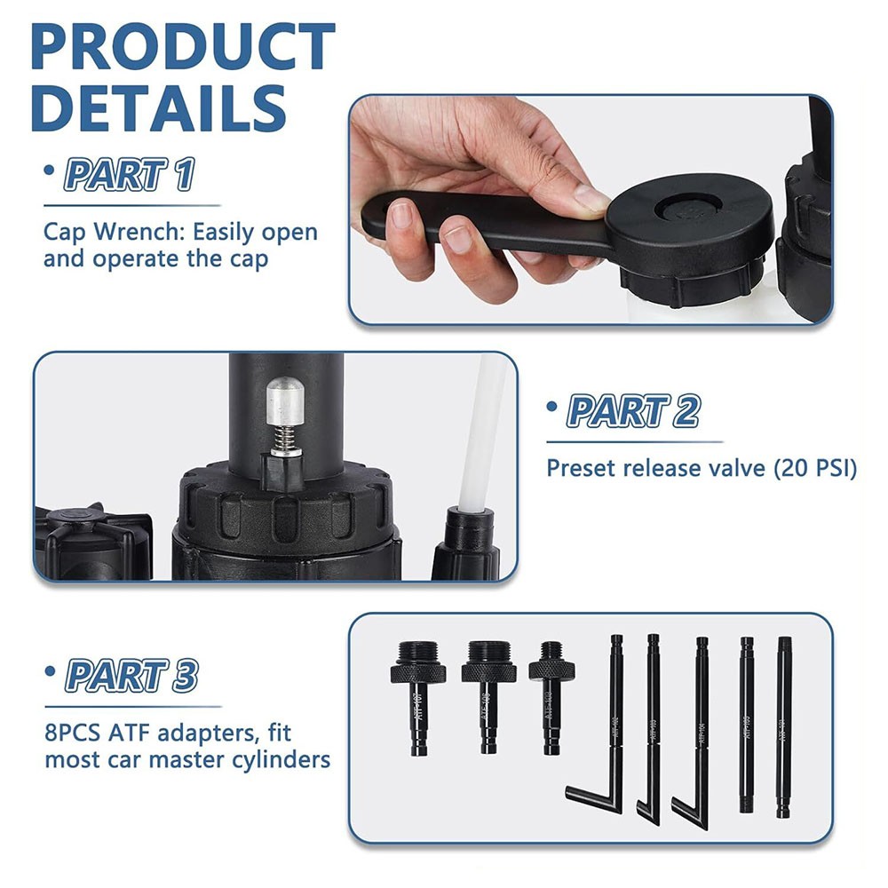 3L Transmission Oil Filling System Fluid Pump Manual Tool With 8pcs ATF Adaptors