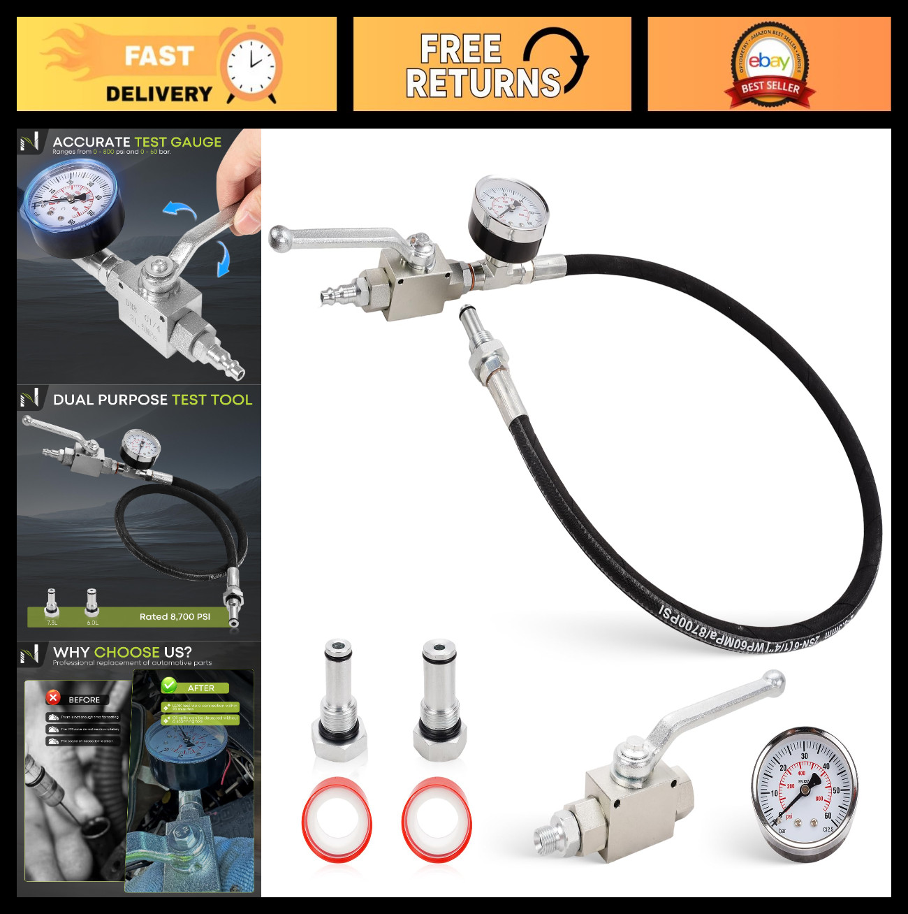 High-Pressure Oil System Air Test Tool Kit for Ford 6.0L-7.3L Powerstroke Diesel