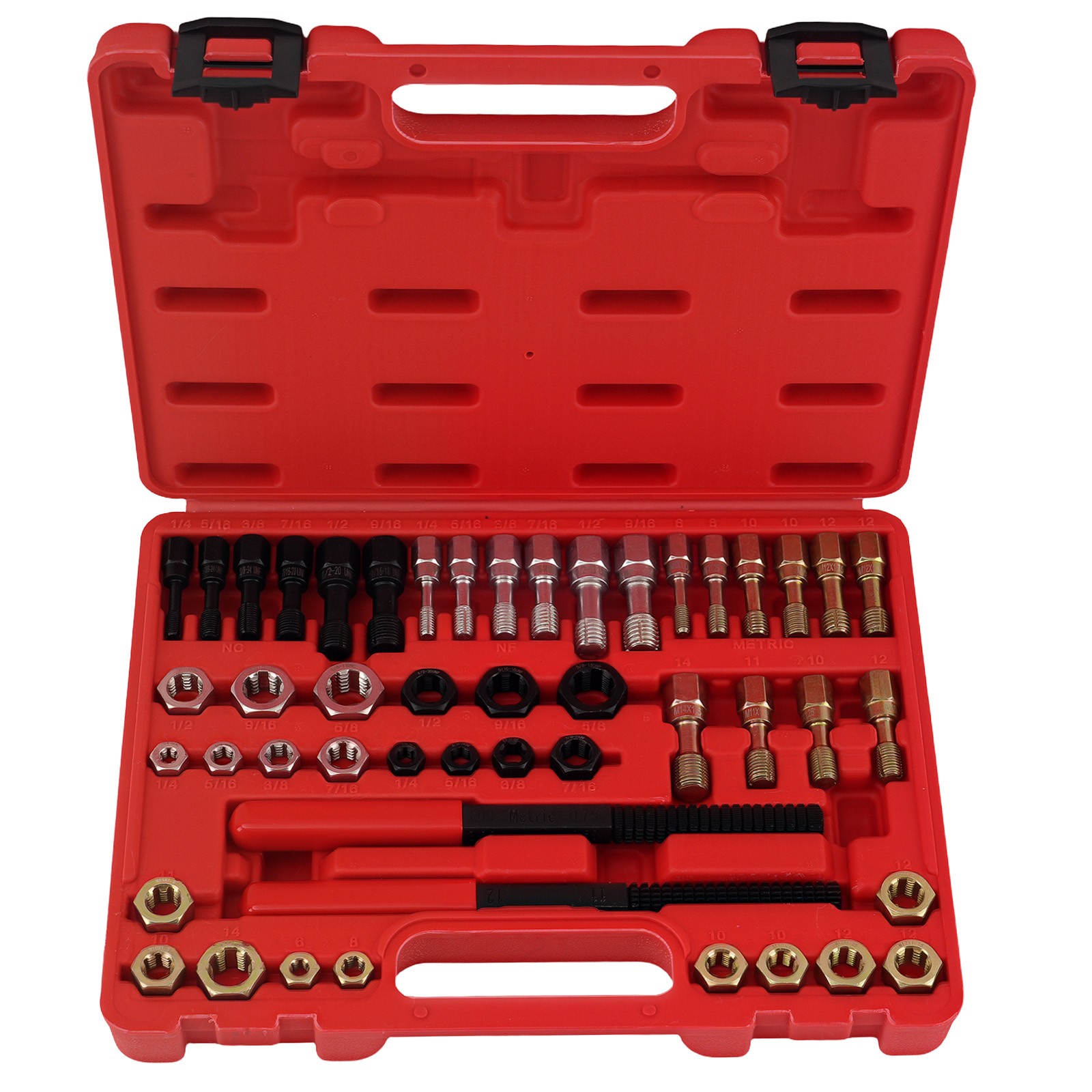 48Pc Metric SAE Tap Die Set Thread Chaser Repair Kit with Storage Case