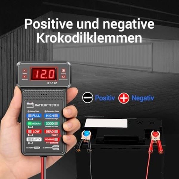 12V Car Battery Tester Digital Voltmeter with LCD Display for Multiple Vehicles