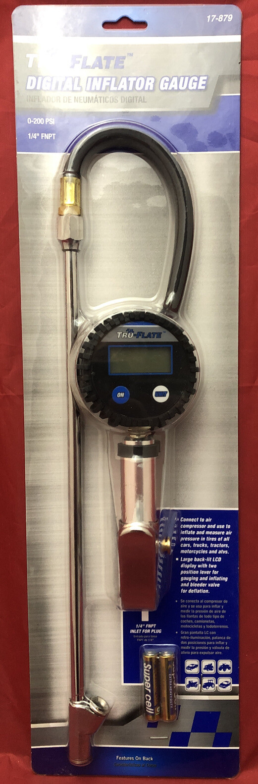 Tru-Flate 17-879 Digital Inflator Gauge 0 to 200psi Air Pneumatic Tire Inflate