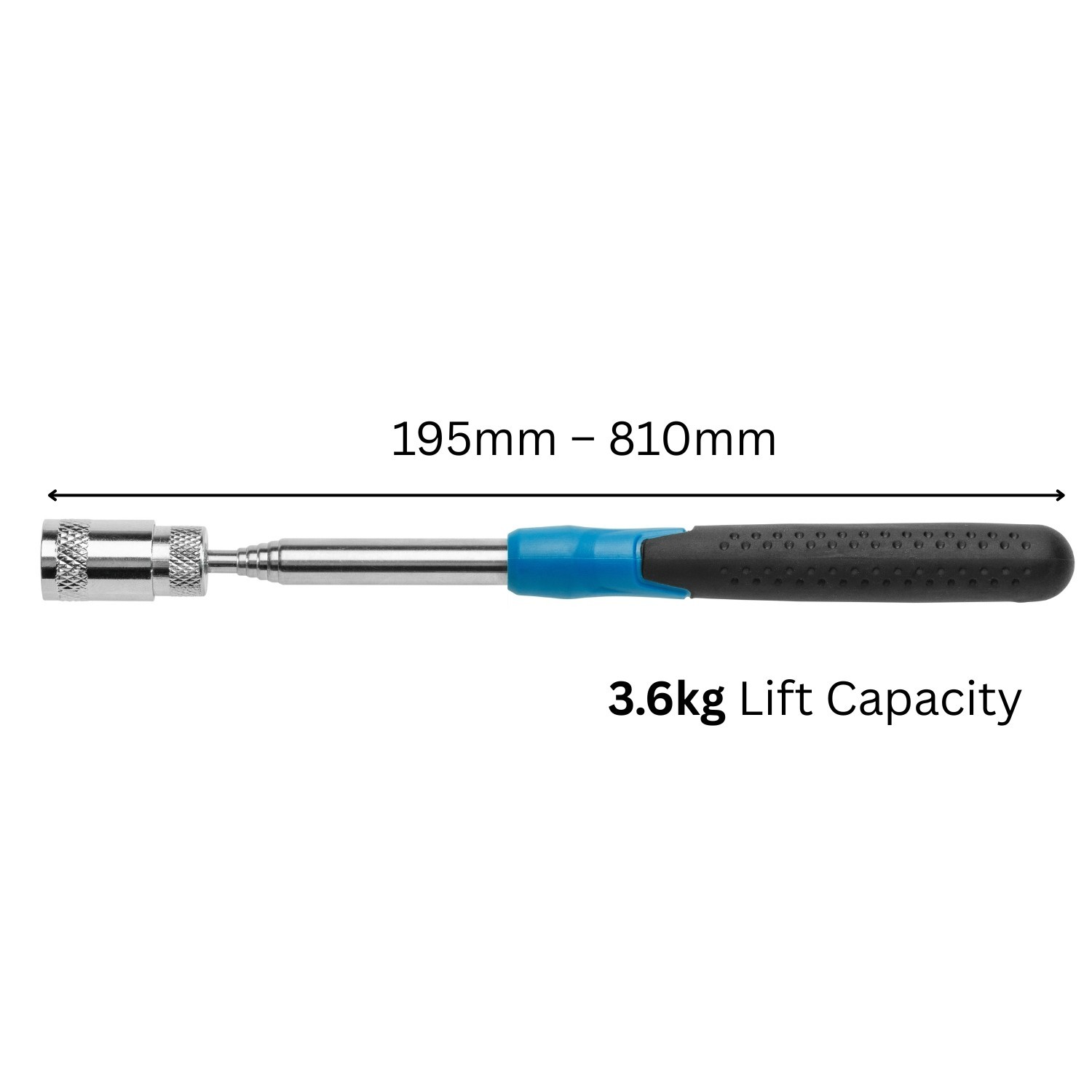 Telescopic Magnetic Pick-Up Tool with LED Light 3.6 kg 8lb Lift Capacity 195–810