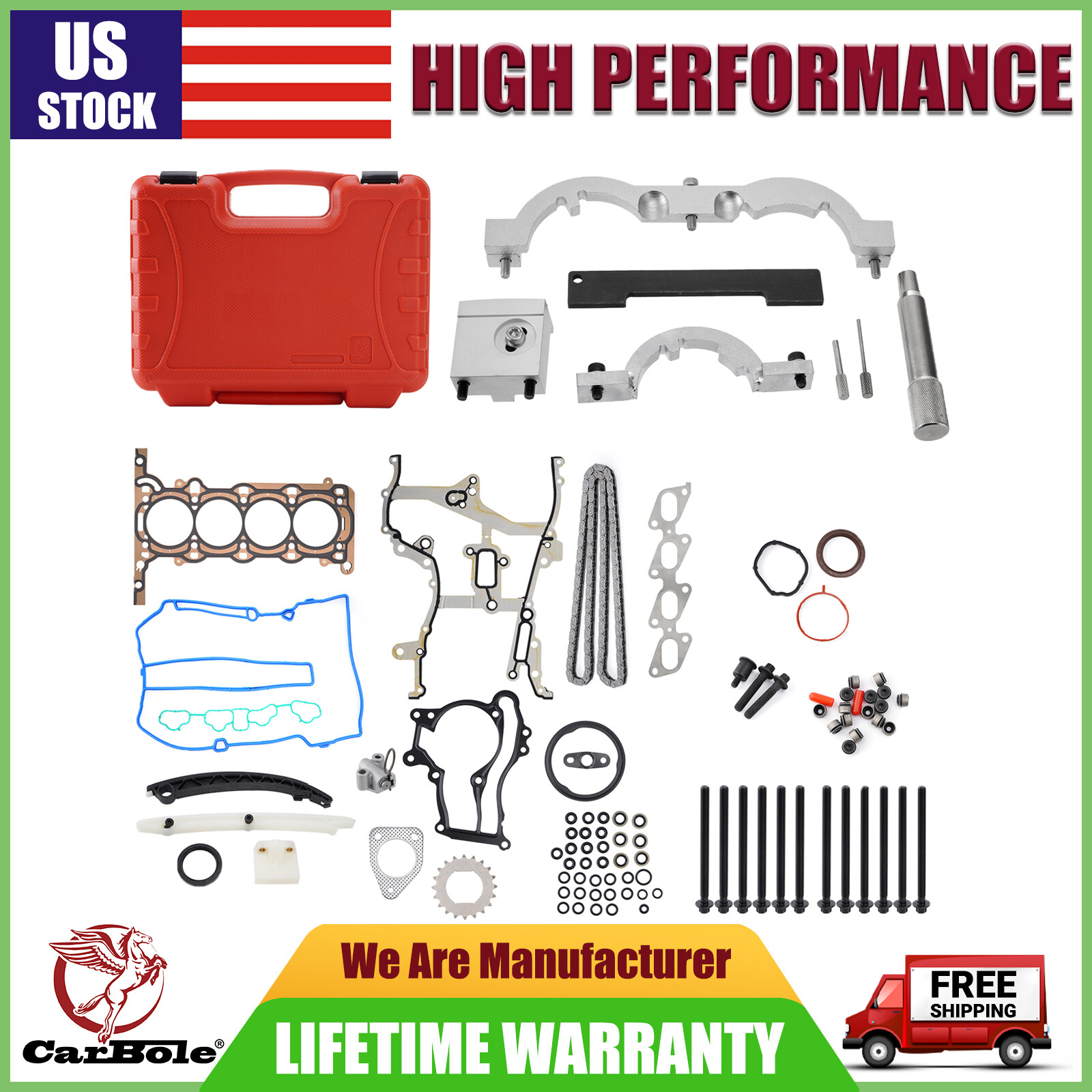 For Vauxhall Chevrolet Opel Cruze 1.4L Turb Head Gasket Bolt Kit+Timing Tool Kit