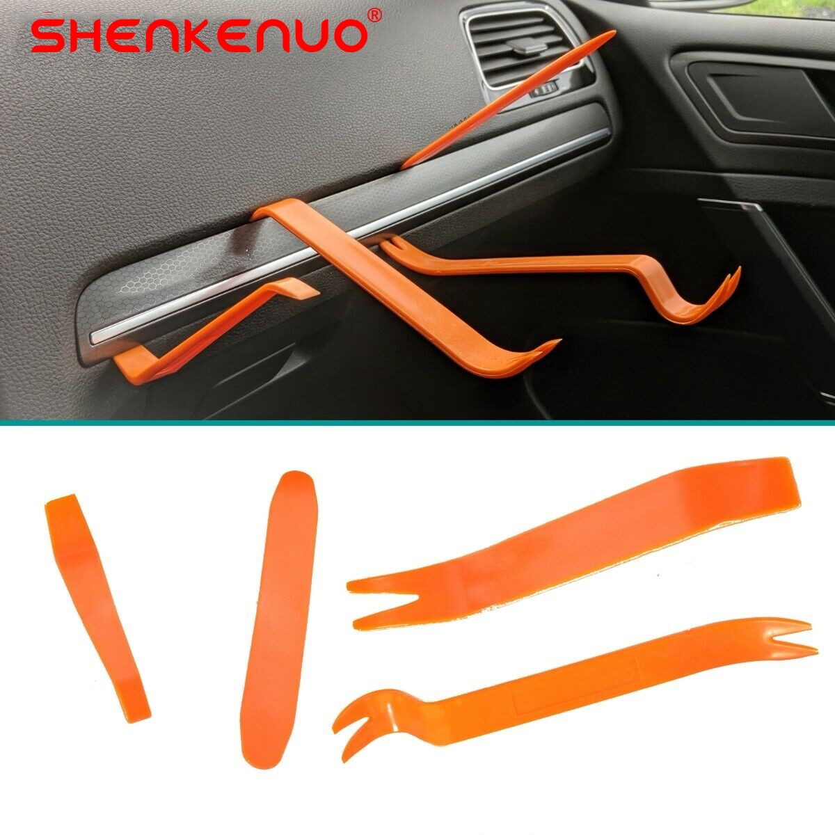 4 Auto Trim Removal Tools Kit Car Panel Door Dashboard Fastener Remover Pry Set
