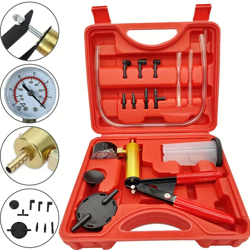 Hand Held Vacuum Pressure Pump Tester Set Brake Fluid Bleeder Bleeding Kit + Box